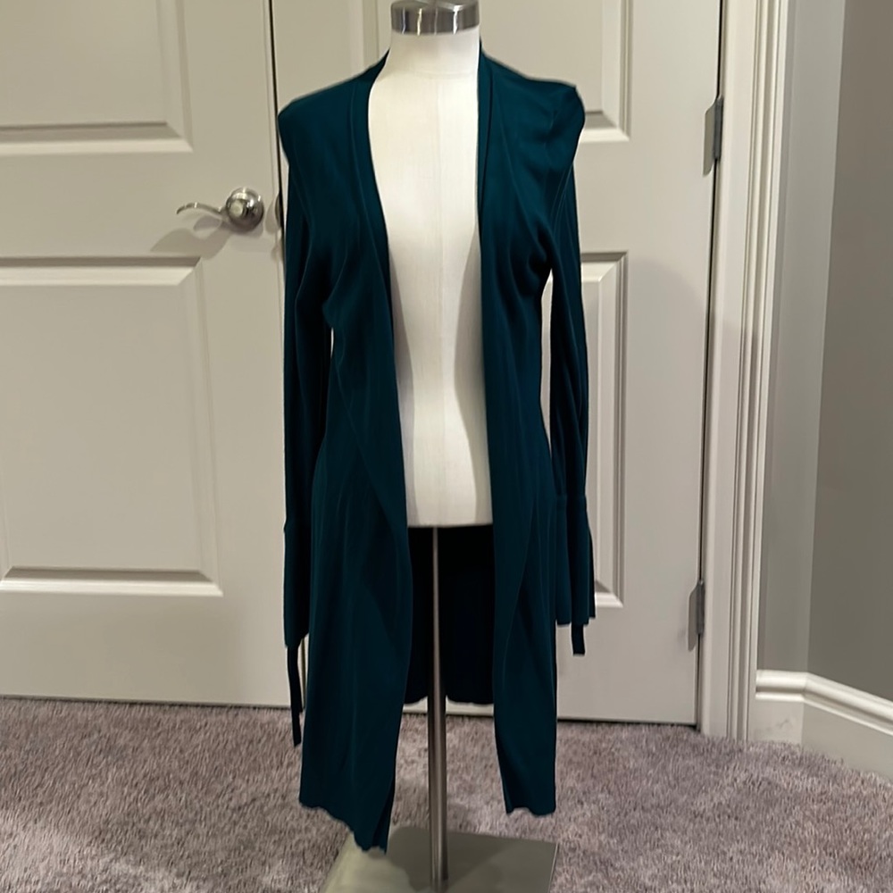 Real Nordstrom halogen long cardigan duster with ruffle bell bow sleeves s